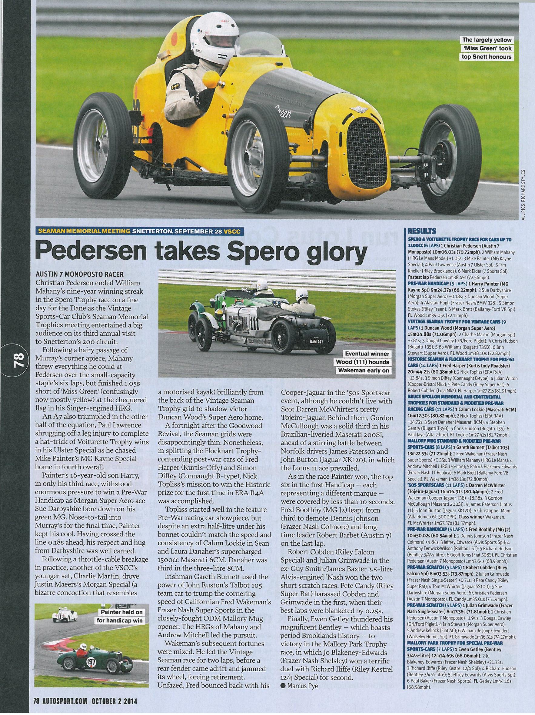Autosport Magazine features VSCC