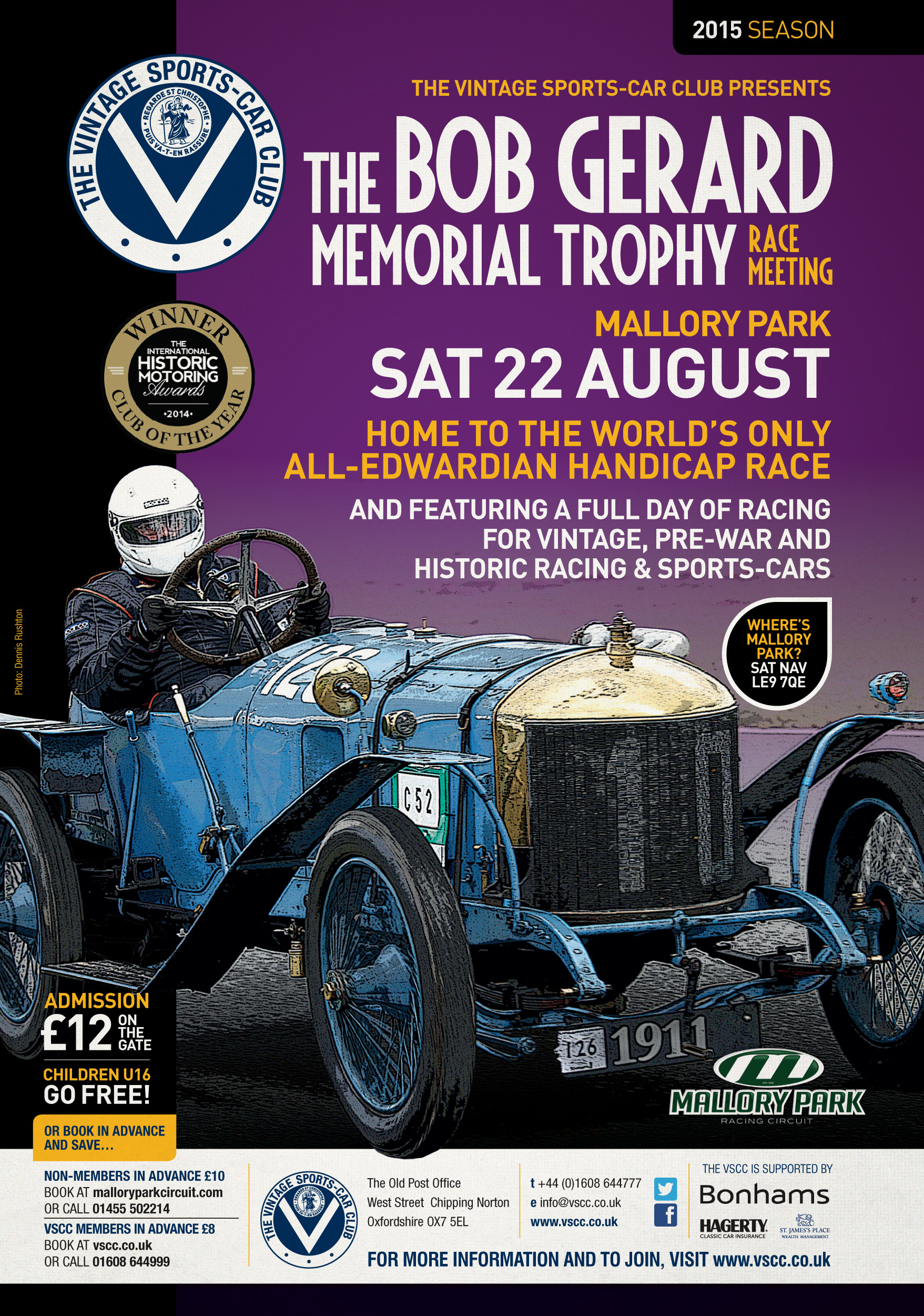 Advance Ticket Sales for VSCC Mallory Park Race Meeting Now Closed cover