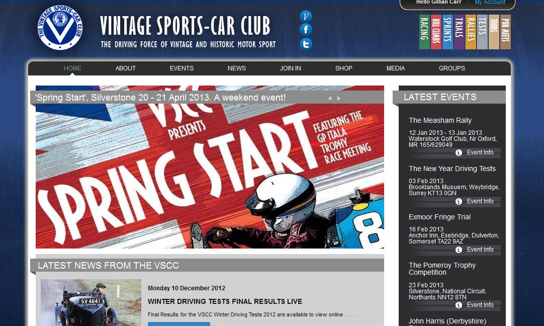 Welcome to the new look www.vscc.co.uk cover