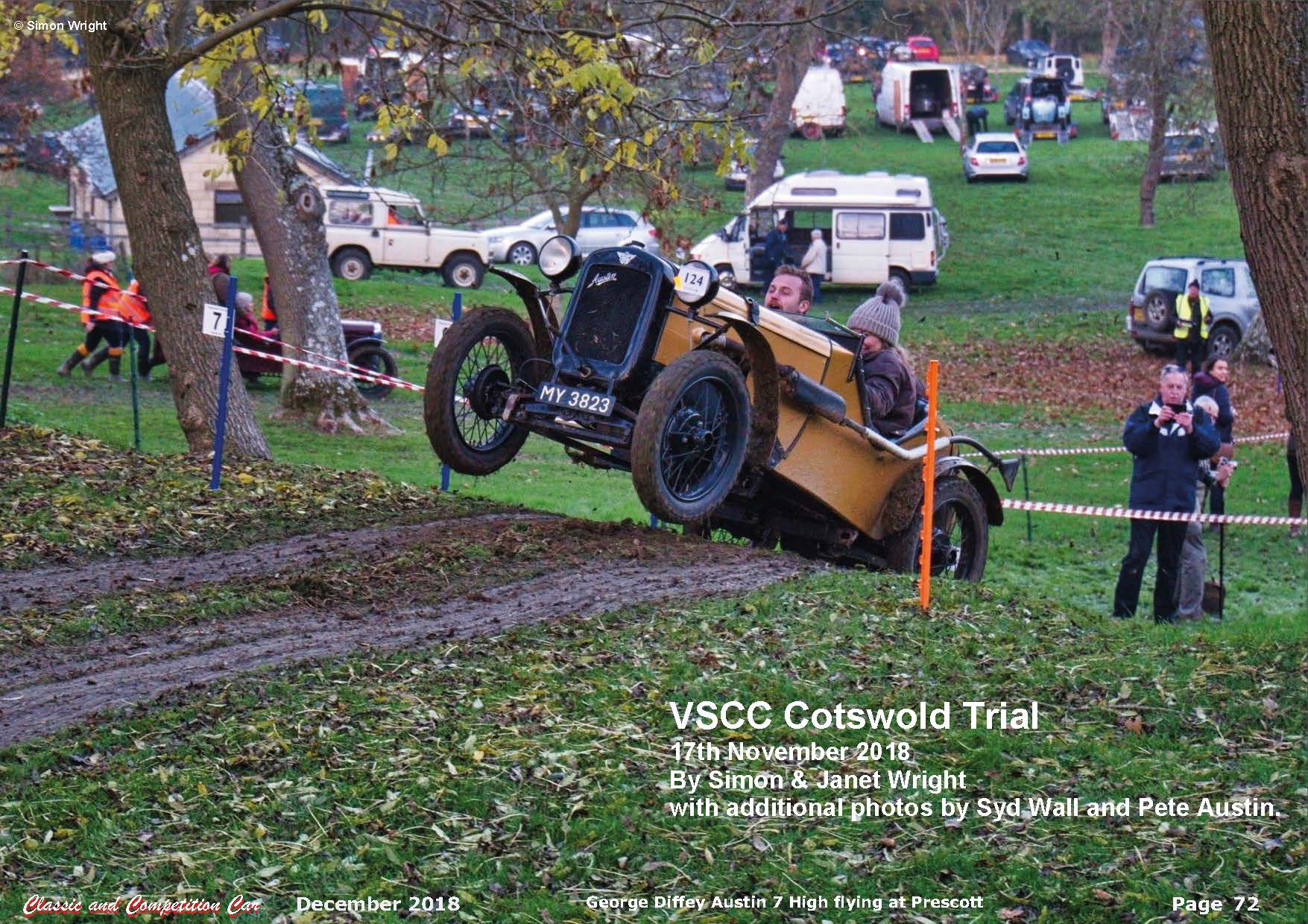 The VSCC Cotswold Trial Featured in the December issue of Classic and Competition Car  cover