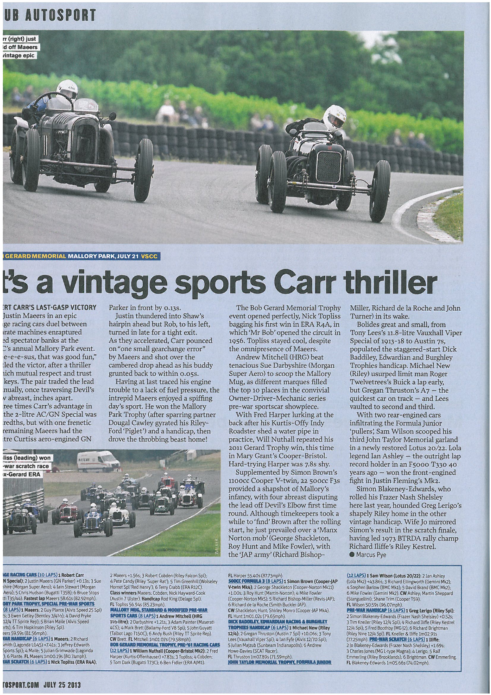 Today’s Autosport features VSCC Mallory Park Report cover