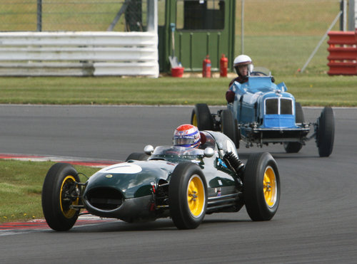 Amschel Rothschild & Patrick Lindsay Memorial Race - Philip Walker (Lotus 16) leads Charles McCabe (ERA R5B) - Image by Pete Austin